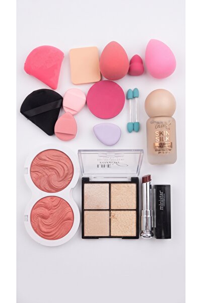 BEAUTY LOVE SKIN ESSENTIALS Assorted Beauty Tools Set - Sponges, Highlighter,...
