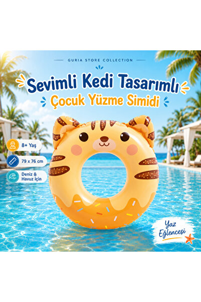 Guria Store SEVİMLİ KEDİ TASARIMLI ÇOCUK YÜZME SİMİDİ