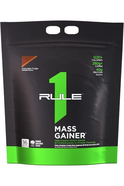 Rule 1 Rule1 1 LBS High-Calorie Mass Gainer Chocolate Fudge| 40g Protein 16 S...