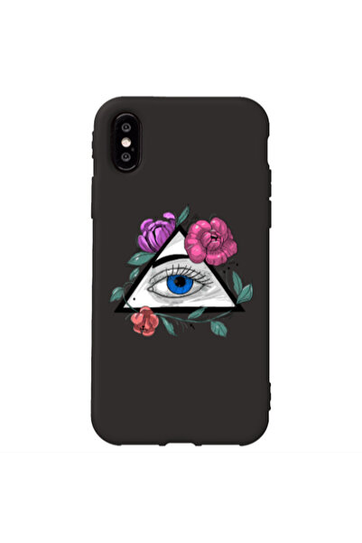 Other Apple iPhone Xs Eye and flower Black Colored Silicone TPU Θήκη