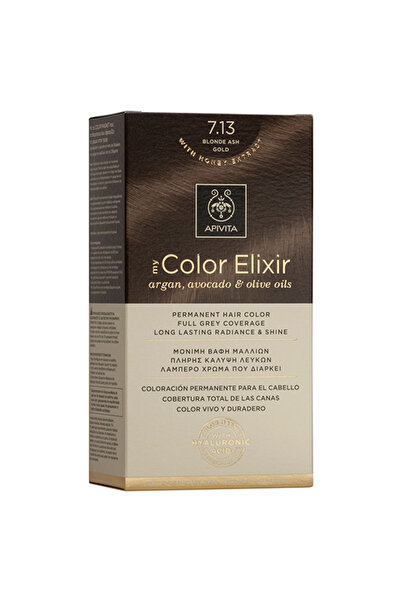 Apivita My Color Elixir Μόνιμη Βαφή Μαλλιών N7.13 Ανοιχτό Ξανθό Μελί Σταχτί
