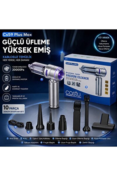 CASTU Cs59 Plus Max 4’ü 1 Arada Kablosuz El Süpürgesi 20.000Pa