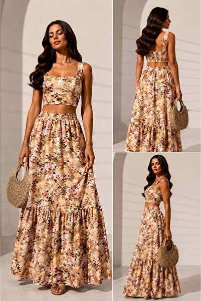 Demhana Boutique Fustă maxi și top elastic cu cupe
