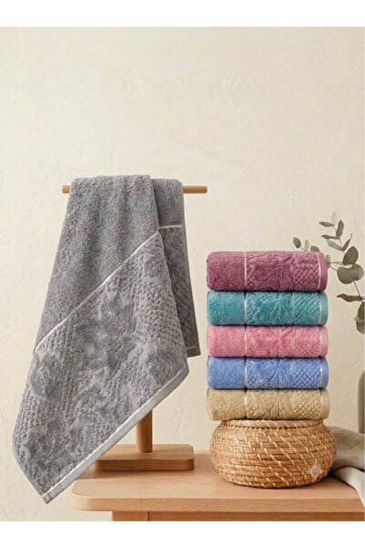 ŞENER HOME 6-Pack Plane Partial Velvet Hand & Face Towels 50X90Cm.