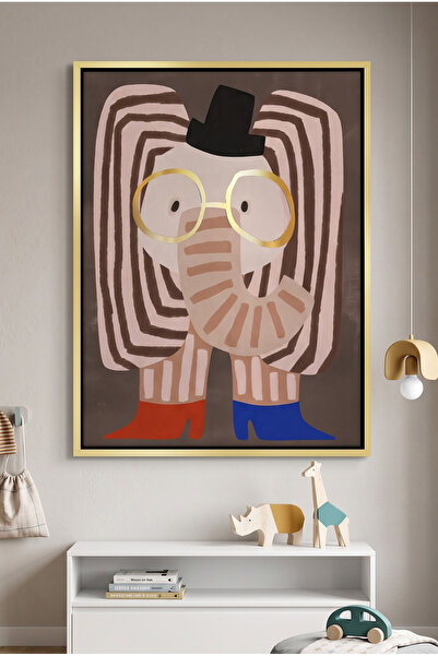 Jasmine Art Funky Elephant Kids Wall Art | Portrait Framed Canvas Print with ...