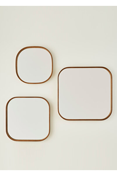 Bella Maison Square 3'lü Set Ayna Ceviz (30x40x50 cm)