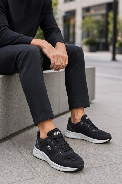 IN-STEP Ares King Paolo Men's Black Mesh Lace-Up Thick Sole Casual Sports Shoes