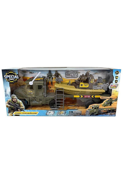 adar Mașină militară cu remorcă și barcă, set cu figurine 64,5 cm