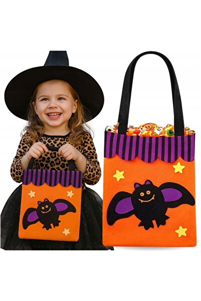 Korbi Pungă de bomboane de Halloween cu lilieci, portocalie
