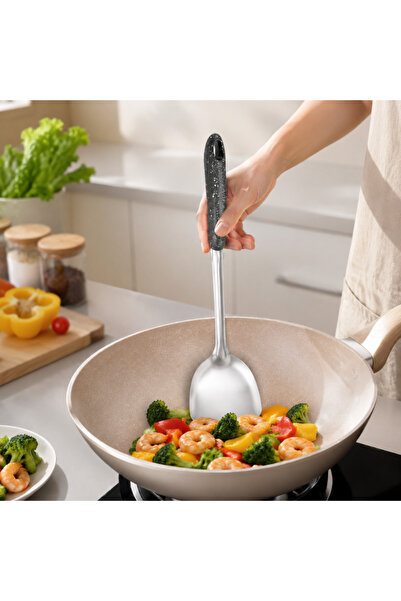 idei Paletă de gătit oțel inoxidabil 38cm mâner plastic granit termoizolant a...