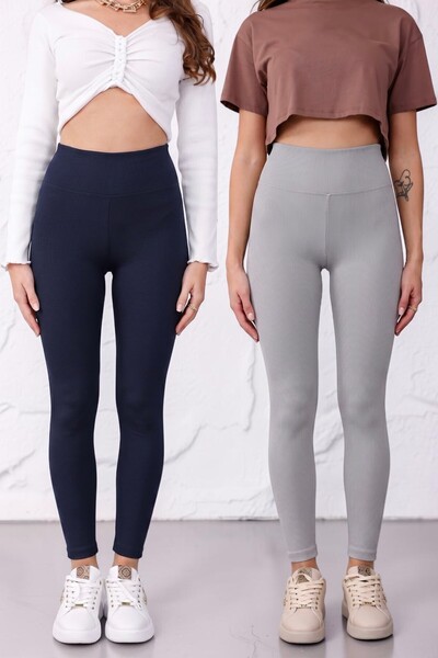 Mijja 2-Pack Advantage Women's No-Show Extra Flexible High Waist Ribbed Leggings