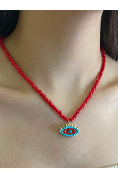 BYYEŞO Red Bead Eye Necklace