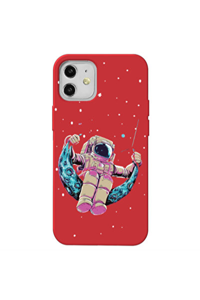 Other Apple iPhone 12 Astronaut swinging on the moon Red Colored Silicone TPU...