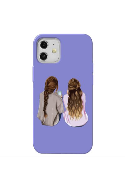 Other Apple iPhone 12 Friends Purple Colored Silicone TPU Θήκη