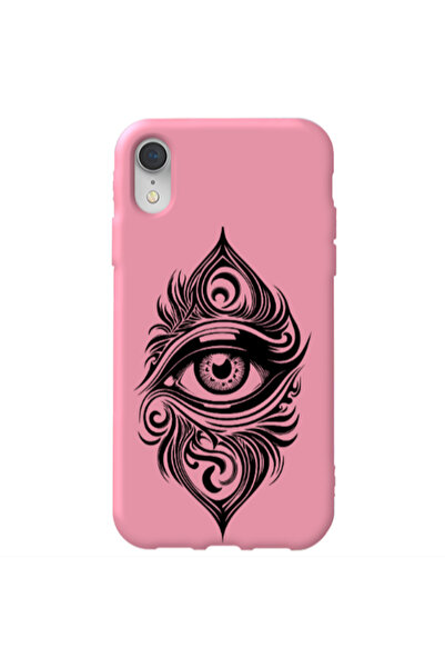 Other Apple iPhone Xr Eye patterned drawing Pink Colored Silicone TPU Θήκη