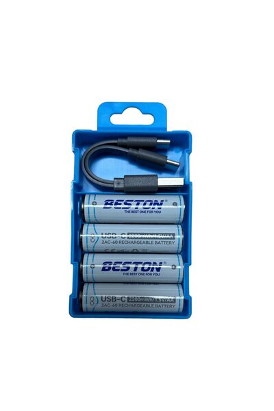 BataryaBank Beston USB 1.5V AA Lithium Şarjlı Pil | Yüksek Kapasiteli USB-C Ş...