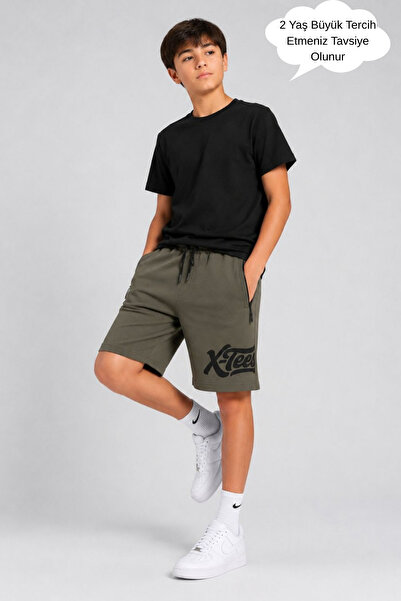 ASYAKİDS CLUB Boys' Printed Zippered Summer Combed Cotton Sports Capri Shorts