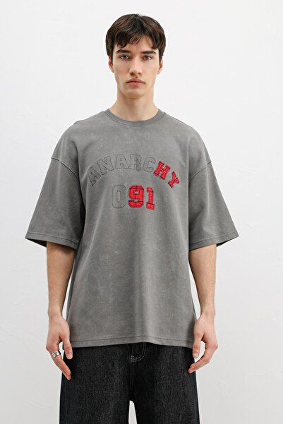 VAMOSCLO Oversize Printed T-Shirt Smoked