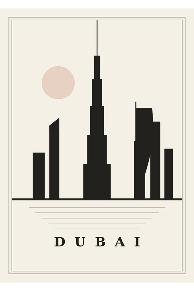 Dubai Silüeti (Burj Khalifa) Poster – Şehir Temalı Çerçevesiz Duvar Posteri 42x59 cm (A2)