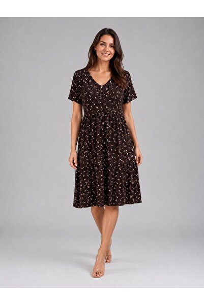 SENTEX V-Neck Ruffled Women's Dress