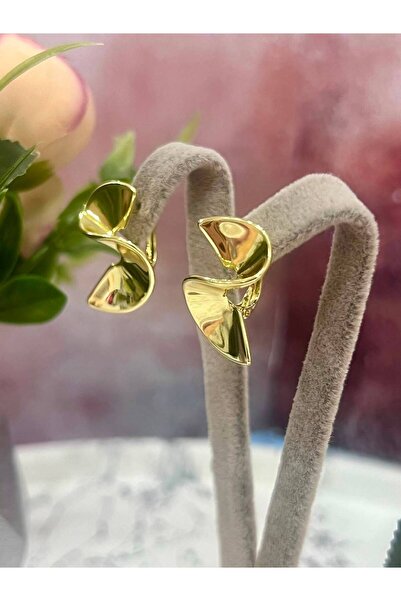 XUPING JEWELRY Gold Curved Model Earrings - Geometric Design (2X1.5Cm)