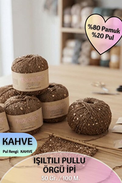 Dantelux Işıltılı Pullu Özle Örgü İpi (%80 Pamuk - %20 Metalik Pul) 50 Gr. 10...