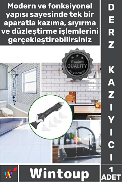 Wintoup #Derz 3'lü Profesyonel Şık Banyo Mutfak Köşe Sıyırıcı Aparat Fayans D...