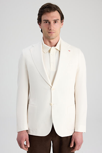 D'S Damat Ds Damat Regular Fit Ecru Plain Fabric Jacket