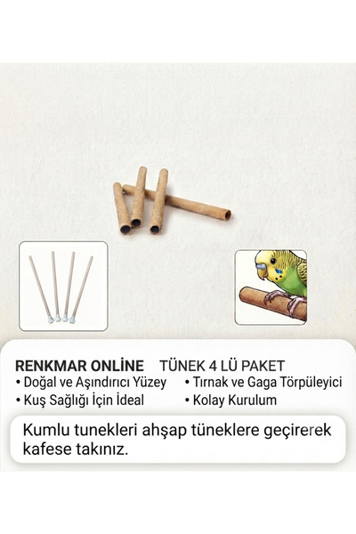 renkmar 4-Pack Sand Bird Perches - Nail and Beak File - Cage Accessory 1 Pack...