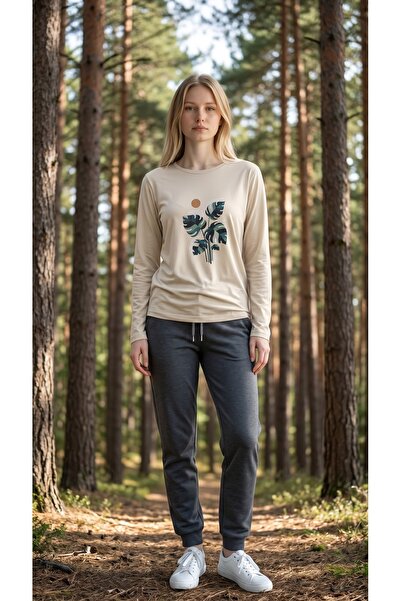 AHMERA Floral Printed Women's White Regular Fit Long Sleeve T-Shirt