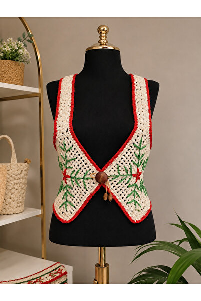 MOON CLOUD Hand Made Embroidered Crop Vest Zyn1