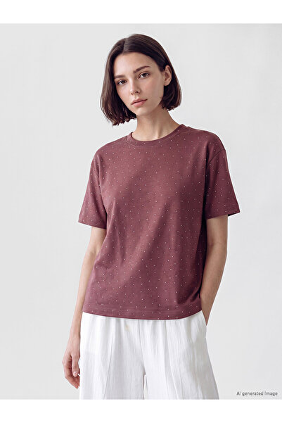 LC Waikiki Two Mt Shop Quality Stoned Oversize Soft Touch Women's T-Shirt