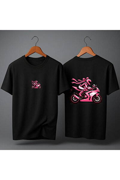MAGORS Oversize Siyah Motorcu Kulübü SIRT Baskılı Premium Unisex Tişört