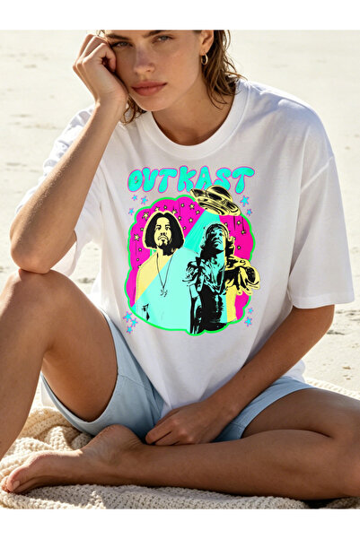 Fleck Womens T Shirts Outkast Band Graphic Print Retro Hip Hop Style Casual S...