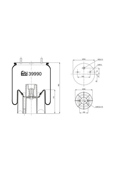 FEBI BILSTEIN Perna de Aer Spate (diametru: 200/259mm