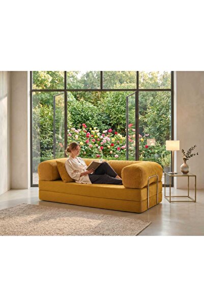 NESTİME Nestime® 180x90 Modüler Sünger Koltuk-Legoom Kanepe Fitilli Kadife Yı...