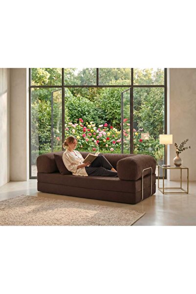 NESTİME Nestime® 180x90 Modüler Sünger Koltuk-Legoom Kanepe Fitilli Kadife Yı...