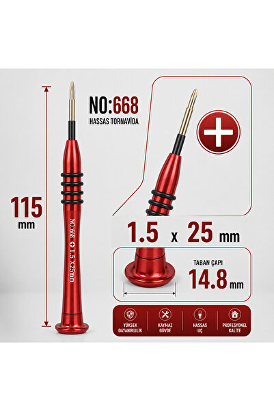 PİYATECH Manyetik Tornavida 1.5x25 mm Cep Telefonu ve Elektronik Tamir Aleti ...