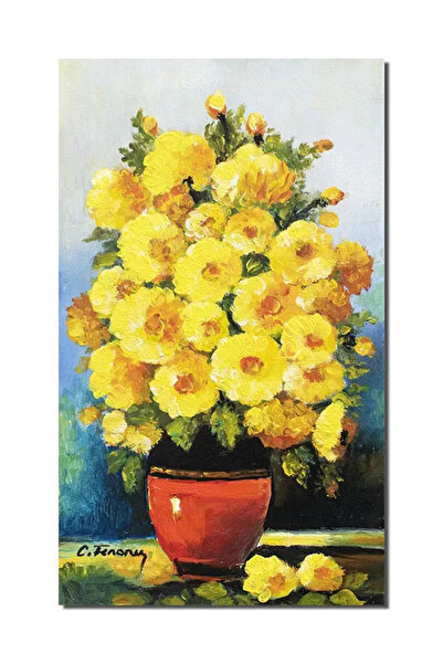 artnova Χειροποίητος πίνακας, Βάζο με κατιφέδες, 50x30εκ. λάδι σε καμβά, Κωνσ...