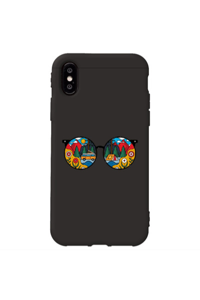 Other Apple iPhone X Round Glasses Black Colored Silicone TPU Θήκη