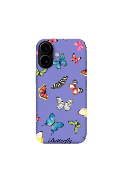 Other Apple Iphone 16 plus Mixed Butterflys Purple Colored Silicone TPU Θήκη