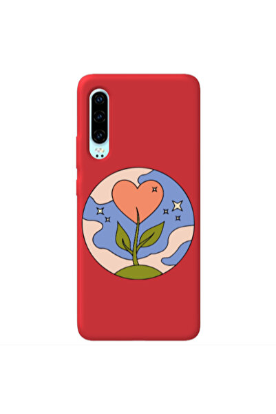 Other Huawei P30 Hearted Flower Red Colored Silicone TPU Θήκη