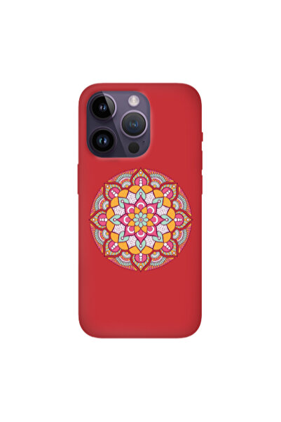 Other Apple iPhone 14 Pro Mandala D103 Red Colored Silicone TPU Θήκη