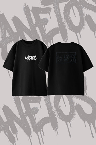 Anetos Ariana Grande Positions Design Printed Oversize Crew Neck T-Shirt Black