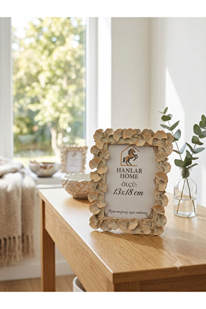 Hanlar Home Ramă foto decorativă cu frunze de ginkgo și nurcă 13x18 cm