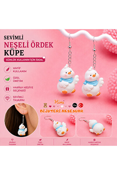 himi bijuteri aksesuar Cute Cheerful Duck Animal Figured Dangle Earrings Ligh...