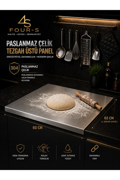 FOUR4S PASLANMAZ ÇELİK TEZGAH ÜSTÜ PANEL