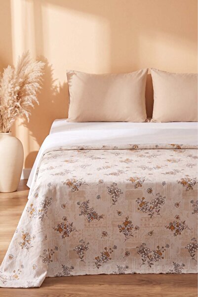 Rivaİstanbul Mustard Wildflower Patterned Double Printed Pique & Bedspread 20...
