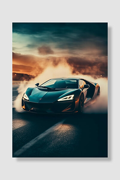 Luna Marissa Αφίσα αυτοκινήτου Μαύρο Super Car Drift Smoke Διακόσμηση τοίχου ...