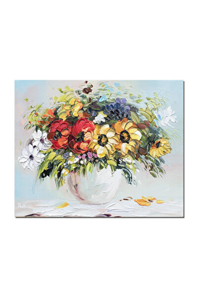 artnova Tablou 3D pictat manual, Aranjament floral, 50x40cm ulei pe panza in ...